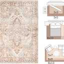 jinchan Area Rug 2x3 Washable Brick Red Boho Thin Floral Accent Rug Retro Small Indoor Door Mat Non Slip Carpet for Entryway Kitchen Living Room Bedroom Dining Room Laundry Bathroom (Rectangular)