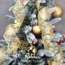 Ribbli Snowflake Glitter Wired Ribbon, Gold Organza Sheer with Gold Glitter Snowflake Pattern and Iridescent Metallic Edge,2-1/2 Inch x 10Yards Christmas Ribbon for Tree Decoration