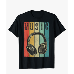 Electronic Music Lover DJ Gift Vintage Retro Headphones T-Shirt Small size Small
