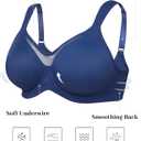 Minimizer Bras for Women Full Coverage Womens T-Shirt Unlined Bra with Underwire for Heavy Breast ((46) 46DD, Navy Blue)