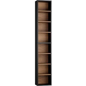 FOTOSOK 8-Tier Media Tower Rack, 11.6 X 9.3 X 71 Inches CD DVD Slim Storage Cabinet with Adjustable Shelves, Tall Narrow Bookcase Display Bookshelf for Home Office, Black/Brown