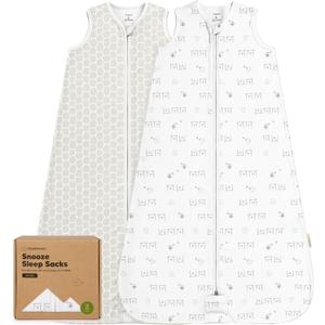 2-Pack Baby Sleep Sacks,Zipper Wearable Blanket - 0.5TOG Organic Cotton,Lightweight,Soft Cozy Toddler Sleeping Sack 6-12 months, Easy to Wear Large Newborn Transition Swaddles Sleepsacks (BumbleBear)