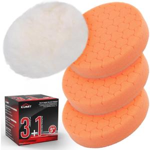 Orange Polish Pad, 3Pcs 5.5 Inch Face for 5 Inch Buffing Polishing Pads and Woolen Pads 125mm Backing Plate Compound Buffing Sponge for Car Buffer Polisher Compounding, Polishing and Waxing