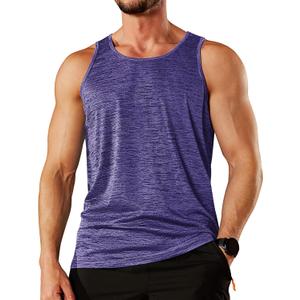 TACVASEN Men's Tank Tops Quick Dry Sleeveless Workout Muscle Shirt Athletic Bodybuilding Gym Performance Tee Shirts (X-Large, Purple)