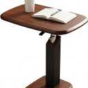 360 degree laptop table, C-Shaped Tray Table, Walnut Tray Black Stand Adjustable Height couch desk, C-Shaped Side Table with Wheels, c table 24 x 16'' Large tray