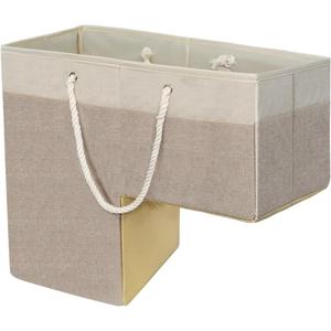 slcinwzdt Stair Basket for Stairs with Handle, Staircase Baskets for Carpeted and Wooden Stairs,16" Step Storage Basket for Toys, Clothes, Books, Tools, with Hard Board, Anti-slip (Brown, 1 pack)