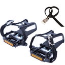 YBEKI All-Terrain Bike Pedals with Toe Clips & Adjustable Straps Dual-Purpose Resin/Alloy Bicycle Pedals 9/16" Spindle - Indoor/Outdoor Use for Exercise/Spin/Road Bikes MTB