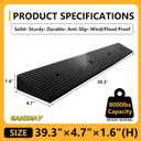 1.6" Rise Threshold Ramp, Longer Ramp with Pre-Set Holes& Plugs, Solid Rubber 8,000lbs Capacity, Non-Slip& Cuttable Ramp for Doorways, Driveways, Warehouse, Patio, Shed- 1.6" Rise(39.3"4.7")