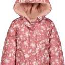 OshKosh B’gosh Baby Girl's Hooded Winter Puffer Jacket with Faux Fir Trim, Pink with Allover Leopard Pattern and Snowbib, 4 Years