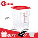 BIEAMA 4 Pack 8 Qt Square Food Storage Containers with Lids, NSF, Clear