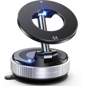 Magnetic Suction Cup Phone Mount for Magsafe, 360 Adjustable Magnetic Car Phone Holder, Pocket Size Foldable Car Mount, Phone Holders for Your Car for iPhone 17 16 15 14 13 12 Series,Silver