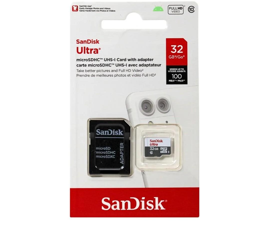 SanDisk Ultra 32GB UHS-I/Class 10 Micro SDHC Memory Card With Adapter - SDSDQUAN-032G-G4A