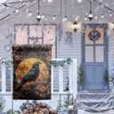 2 x Giwawa Crow Garden Flag 12x18in, Halloween Gothic Black Bird Colorful Flower Decorative Double Sided Yard Flags, Rustic Boho Floral Seasonal Holiday House Flag for Outside Outdoor Lawn Porch