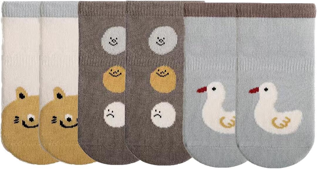 Baby Toddler Socks Non Slip 3 Pairs Cotton Ankle Grip Socks for Boys Girls Baby Kids Infants Children