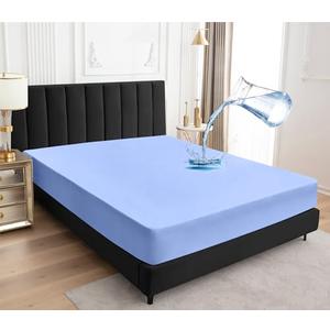 Sufdari Full Size Mattress Protector,Fitted Sheet Style Mattress Cover with 18" Deep Pocket,Washable and Comfortable-Blue,Full 2 Pack