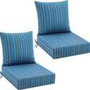 Patelai 2 Set Outdoor Deep Seat Cushions 24x24, 6 Inch Thick Replacement Patio Furniture Cushions with Backs, Washable Cover UV Waterproof & Fade Resistant Chair Pads for Wicker (Blue Stripe)