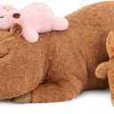 Ditucu 5Pcs Capybara Stuffed Animal Mommy 16.5 inch with 4 Babies 6.6 inch Family Set Cute Plushies Toys Gifts for Kids