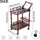 Bar Cart, Home Bar Service Cart with Wheels, 2-Layer Wine Mobile Trolley, Solid Wood Storage Rack with Bottle Rack, Mobile Food Cart Suitable for Home, Bar, Beauty Shop (Brown), 31.5 x 15.7 x 35.4 inches