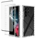 Zoeirc Case for Galaxy S23 Ultra Case with Tempered Glass Screen Protector, Soft 360 Full Body Shockproof Hybrid Bumper Crystal Clear Case Cover for Samsung Galaxy S23 Ultra (Clear)