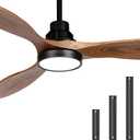Ovlaim 52 Inch Wood Ceiling Fan with Light Remote Control, Quiet DC Motor, 3 Blades Indoor Ceiling Fan for Bedroom Living Room, ETL Listed