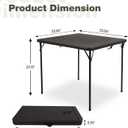 34" Square Folding Table for 4 Person, 330lbs Weight Capacity Foldable Table with HDPE Tabletop & Heavy-Duty Steel Legs, Portable Picnic Table for Indoor Outdoor Parties, Camping, Coffee Woodgrain, 34" x 34" x 28.54" inches