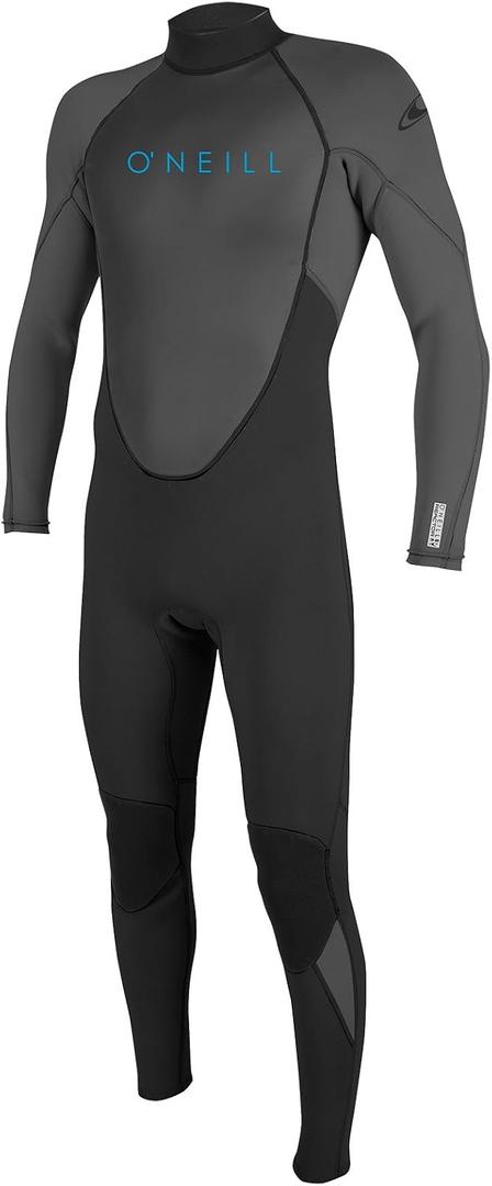 O'Neill Youth Reactor-2 3:2mm Back Zip Full Wetsuit, Lightweight Warmth and Flexibility for All Water Activities, Black/Graphite, 16