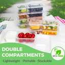 MACTANO Reusable Snack Containers with Lids, 9 oz Double Compartment Plastic Snack Pack Containers Portion Control Meal Prep Snack Boxes BPA Free 20 Sets for Work Travel School, Small