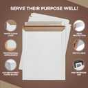 100 Pack 9x11.5 Inches Rigid Mailers  Self Adhesive White Cardboard Envelopes  Used as Mailing Supplies for Documents, Photos, CDs, Magazines, and Literature