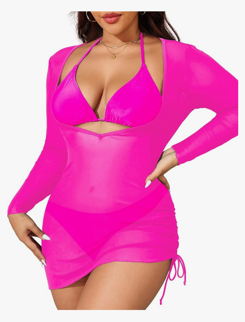 Aqua Eve Plus Size 3 Piece Bikini Set Women Swimsuits with Cover Up Bathing Suit 14W