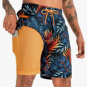 APTRO 2 in 1 Men's Swim Trunks 9" with Zipper Pockets Bathing Suit Built-in Board Shorts Swimwear Long Shorts Size 3XL