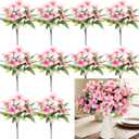 10 Bundles Artificial Flowers Bulk for Party Table Centerpiece Small Lilies with 7 Heads Silk Fabric Faux Fake Flower Bouquet for Wedding Home Indoor Vases(Pink)