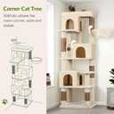 Globlazer Corner Cat Tree 66-inch Multi-Level Climbing Tower Kitty Condos Cat Scratching Tower for Indoor Multiple Cats with Large Platform, 3 Cat Caves, F66, Beige