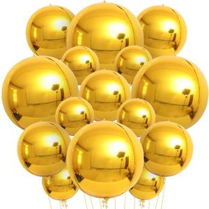 KatchOn, Large Gold Foil Balloons - 22 Inch, Pack of 14 | Gold Mylar Balloons for Golden Birthday Party Decorations | Metallic Balloon for Ramadan Decorations, Disco Party Decoration, Anniversary