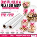 HURUC Clear Cellophane Wrap for Hampers 40cmx30m with Large 10 Pull Bows 2 Ribbons & 5 Gift Tags, Florist Cellophane Wrap Rolls to pack Gifts Chocolates Flowers for Birthday, Anniversary, Wedding