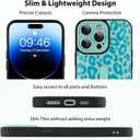 KANGHAR for iPhone 14 Pro Max Case Blue Leopard Print Pattern Cute Cheetah Wristband Stand Phone Cover for Women Girls Men Shockproof Slim Protective Cover for iPhone 14 Pro Max 6.7 Inch