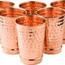 2 Activelife Hammered Design Pure Copper Tumbler Set of 6 |Drinking Water with Copper Cups |Copper Tumblers for Home, Office, Hotel, Travel, and Gifting - Each 11.8 US Fl Oz