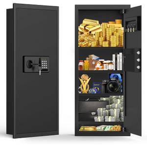 37.4" Tall Sturdy Wall Safes Between the Studs 16" Centers, Fireproof in Wall Safe with Removable Shelf, Combination Lock Hidden Safe for Money Jewelry Passport Documents
