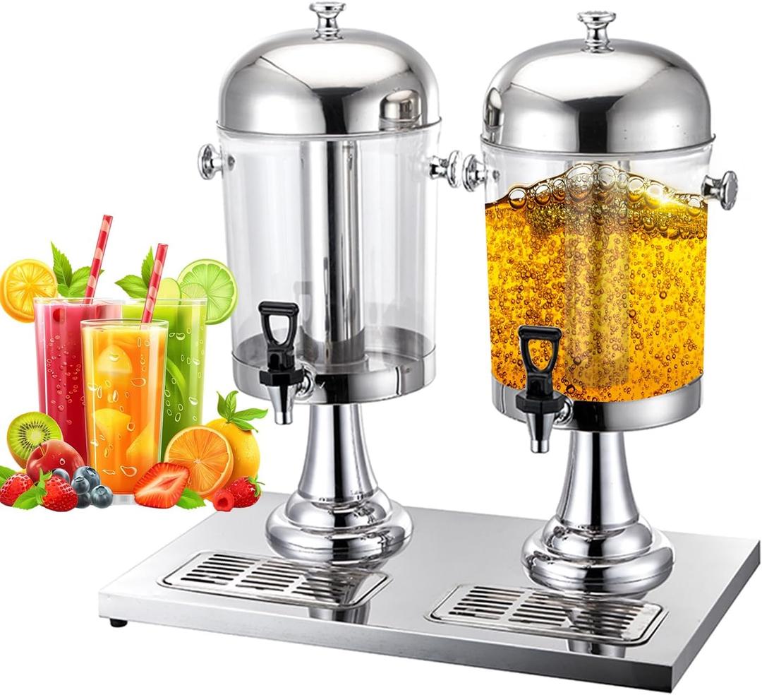 4.4 Gallon Beverage Dispenser with Stand, Large Drink Dispensers for Parties, Lemonade Dispenser with Ice Core and Drip Tray for Buffet Catering Cold Drinks and Beer