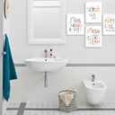 4 Pcs Funny Kids Bathroom Rules Canvas Wall Art Colorful Toilet Word Poster Prints for Home Kid Washroom Pictures Restroom Nursery Toilet Laundry Wall Decor 12x16in Framed