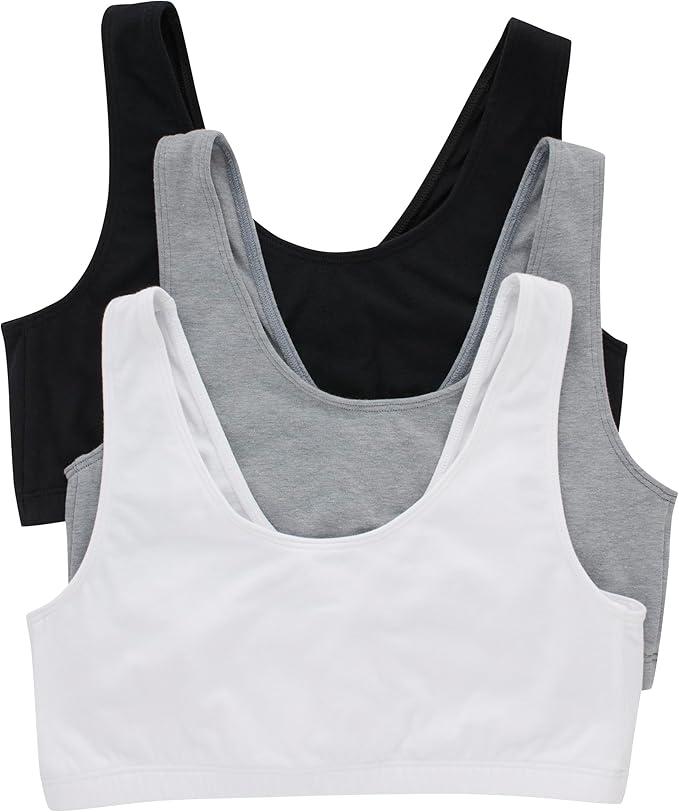 Hanes Women's Scoopneck Cotton Bralette Crop Top (3 Pack) (XL)