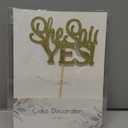 Gyufise 1Pcs Gold She Said Yes Cake Topper for Engagement Bridal Shower Wedding Shower Proposal Bachelorette Party Decorations Supplies