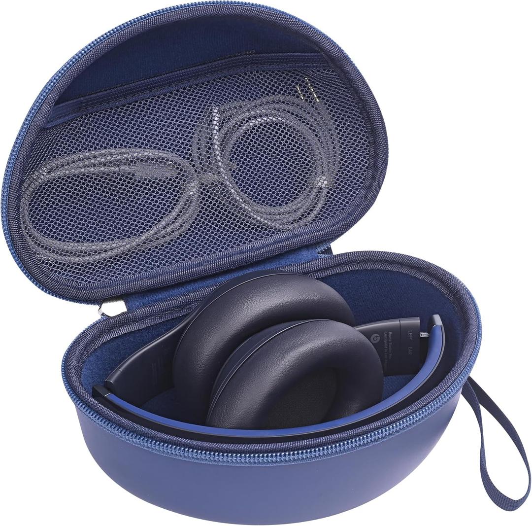 Portable Headphone Case for Beats Studio Pro / 3 Solo 3 Solo 4, Over Ear Headphone Storage Case with Large Space Pocket for Cables (BLUE)