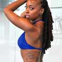 YEOREO SoftHue Impact Strappy Halter Bra for Sports Women Workout Padded Gym Yoga Bra (Blue, M)
