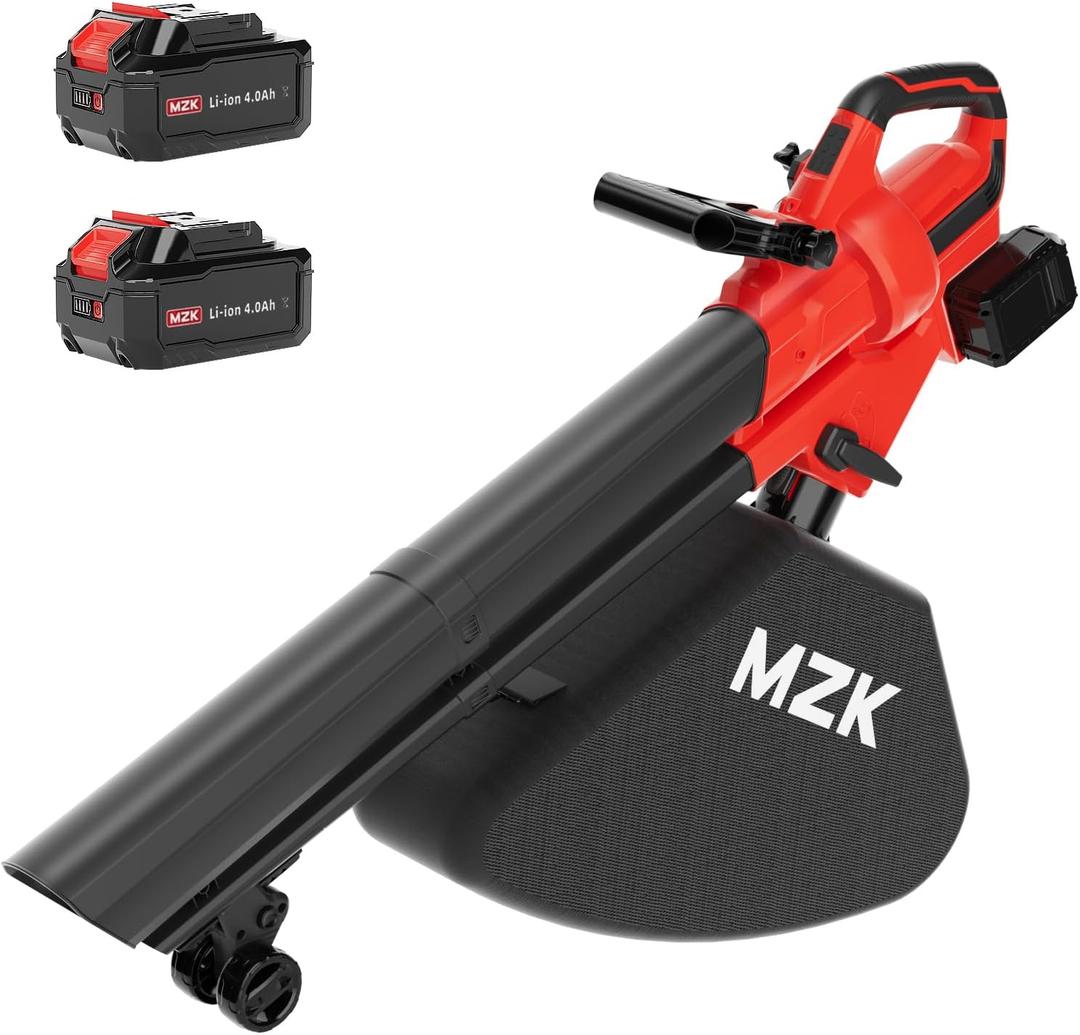 MZK 20V Leaf Blower, Electric Leaf Blower with 2 * 4.0Ah Battery and Fast Charger, Battery Powered Leaf Blower