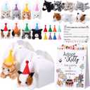 HyDren 33 Pcs Adopt Party Favors Include Adoption Sign Animal Adoption Plush Certificate Pet Stuffed Birthday Hats Paper Boxes White for Adopt an Animal(8 Kitty)