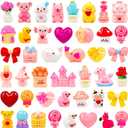 48Pcs Valentine's Day Miniature Figurines Valentines Mini Tiny Resin Animal Ducks Figures with Love Heart for Crafts Garden Micro Landscape Home Party Table Decor