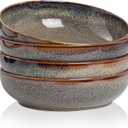 30oz Pasta bowls set - 8" serving bowls - salad bowl set of 4 - Large ceramic Dinner bowls - Microwave safe Perfect for Housewarming, Thanksgiving, Christmas-Caramel Brown