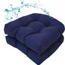MTMR Water-Repellent Outdoor Chair Cushions Set of 2, 19”X19” Patio Chair Cushions with High Elasticity PP Cotton, No Fading Tufted Seat Cushions for Outdoor Furniture, Thick and Large Patio Cushions, NAvy