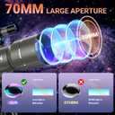 Telescope for Adults, 70mm Aperture 300mm Portable Refractor Telescope with 3 Eyepieces & Phone Adapter, Wireless Remote & Moon Filter, Ideal Gift for Birthday, Valentine's Day