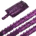 MECCANIXITY 5 Yards 1.2 Inch Elastic Sequins Trim 3 Row Flat Sequin Strip Paillette Fabric Ribbon for Crafts DIY Fringe Sewing Costume Dress, WineRed